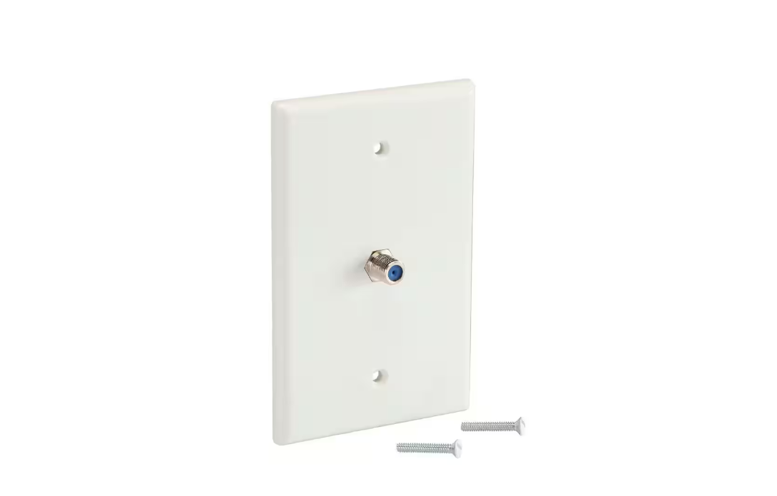 Commercial Electric 1-Gang Midway CATV Wall Plate, White 40539-MW
