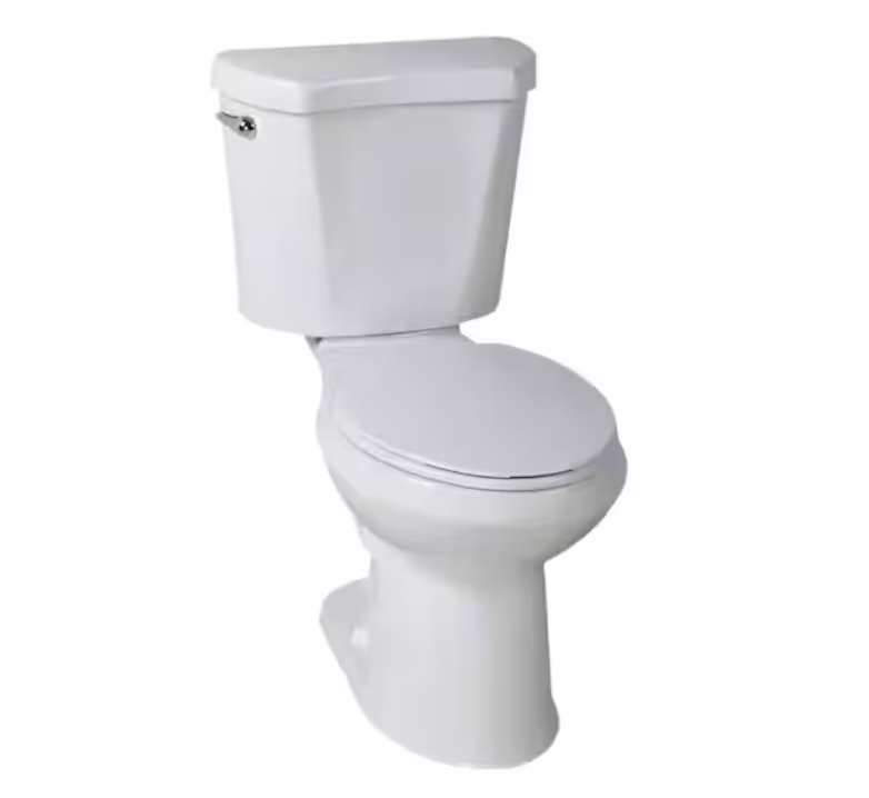 Glacier Bay 12 inch Rough In Two-Piece 1.28 GPF Single Flush Elongated Toilet in White Seat Included