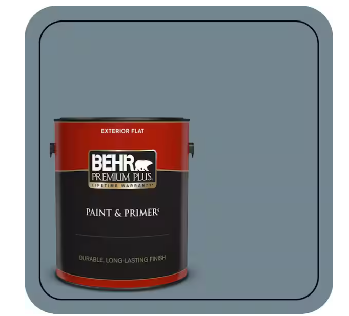 BEHR PREMIUM PLUS 1 gal. #N480-5 Adirondack Blue Flat Exterior Paint & Primer