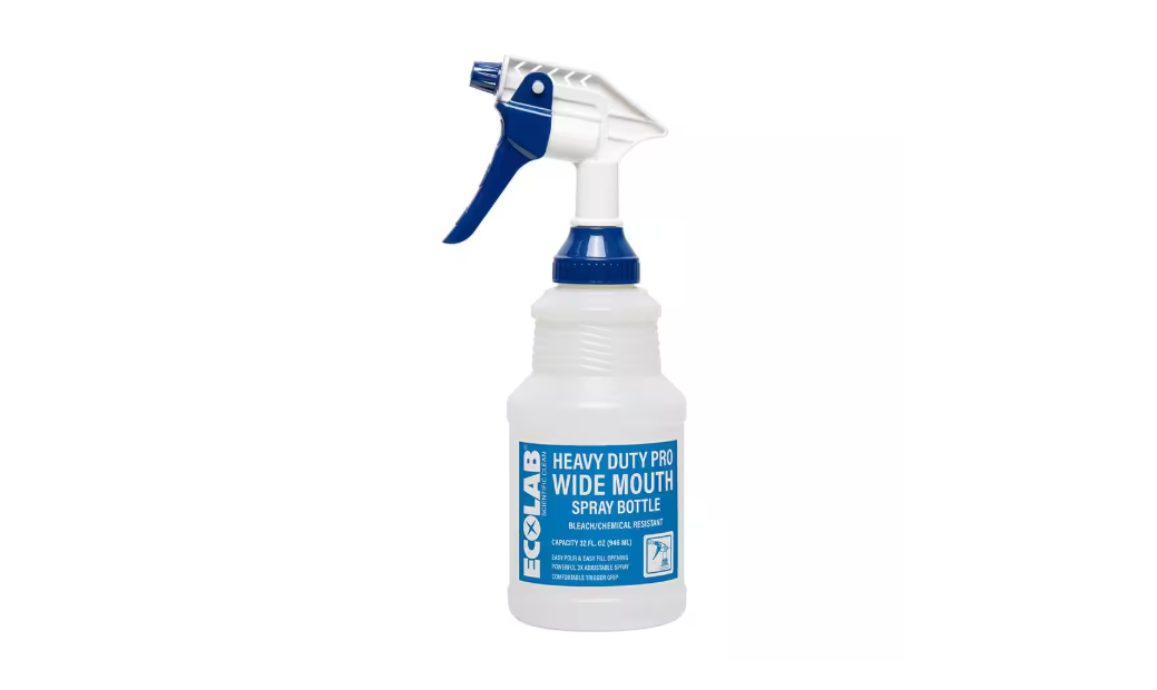 ECOLAB 32 oz. Heavy-Duty Pro Wide Mouth Bleach Resistant Spray Bottle