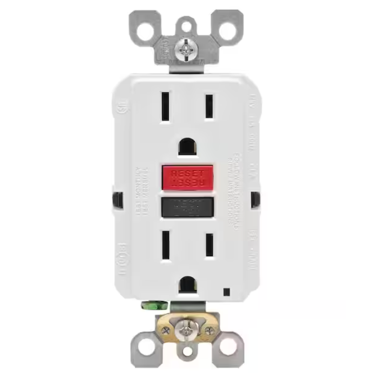 Leviton 15 Amp 125-Volt Self-Test Tamper Resistant GFCI Outlet, White GFTR1-RKW