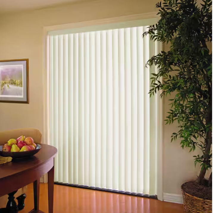 Home Decorators Collection Crown Alabaster Cordless Room Darkening Vertical Blinds for Sliding Doors Kit with 3.5 in. Slats - 78 in. W x 84 in. L