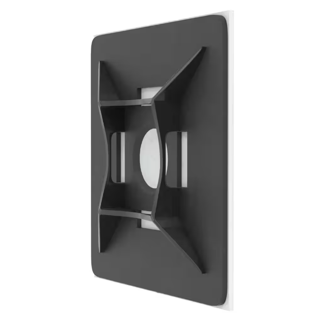 Commercial Electric 1in Standard UV Resistant Mounting Base for Cable Zip Ties 100 Pack UV (Black)