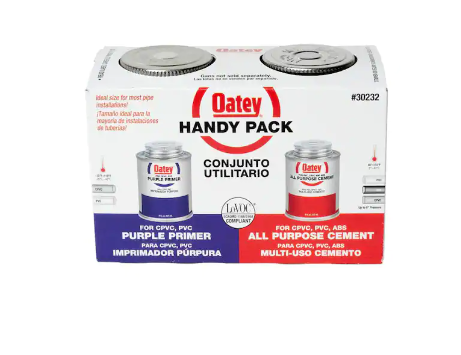 Oatey 8 oz. Purple CPVC and PVC Primer and Medium Milky All-Purpose ABS, CPVC, PVC Cement Combo Pack