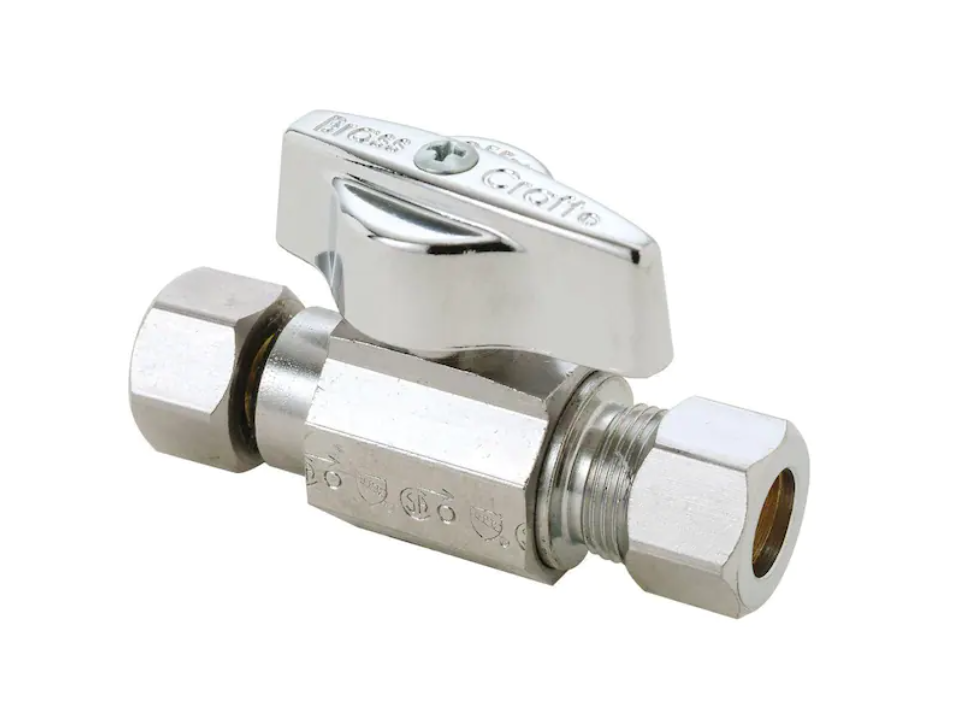 BrassCraft 3/8 in. Female Compression Inlet x 3/8 in. Compression Outlet 1/4-Turn Straight Ball Valve