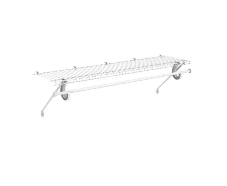 ClosetMaid SuperSlide 48 in. W x 12 in. D White Steel Wire Closet Shelf with Closet Rod