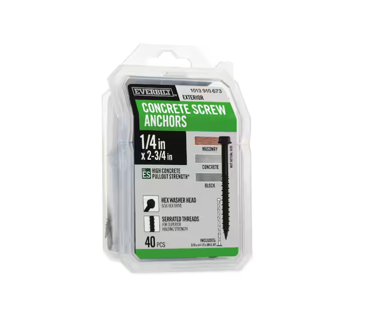 Everbilt 1/4 in. x 2-3/4 in. Hex-Head Concrete Screw Anchors Black (40-Piece)