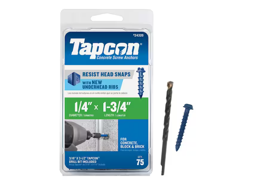 Tapcon 1/4 in. x 1-3/4 in. Hex-Washer-Head Concrete Anchors (75-Piece)