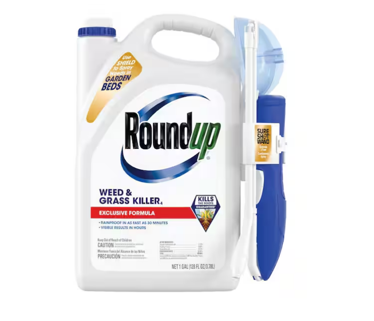 Roundup 1 Gal. Weed and Grass Killer₄ with Sure Shot Wand, Use In and Around Flower Beds, Trees, and Driveways