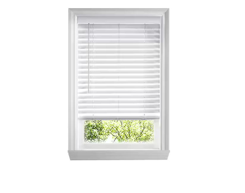 Home Decorators Collection White Cordless Faux Wood Blinds for Windows with 2 in. Slats - 51.5 in. W x 48 in. L (Actual Size 51 in. W x 48 in. L)