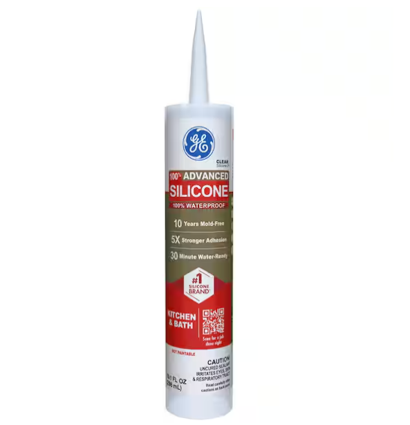 GE Advanced Silicone 2 Caulk 10.1 oz Kitchen and Bath Sealant Clear