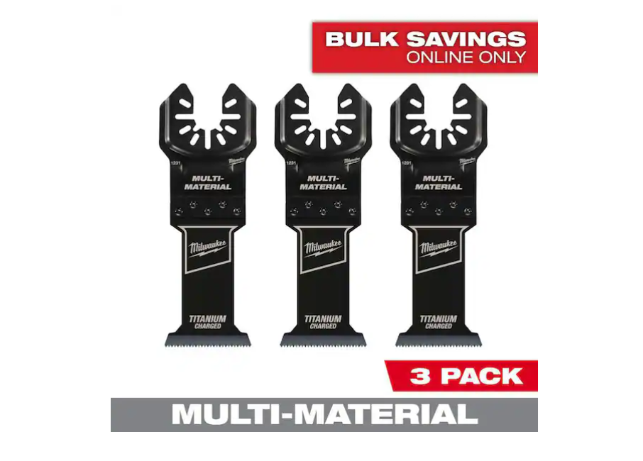 Milwaukee 1-3/8 in. Titanium Bi-Metal Universal Fit Wood and Metal Cutting Multi-Tool Oscillating Blade (3-Pack)