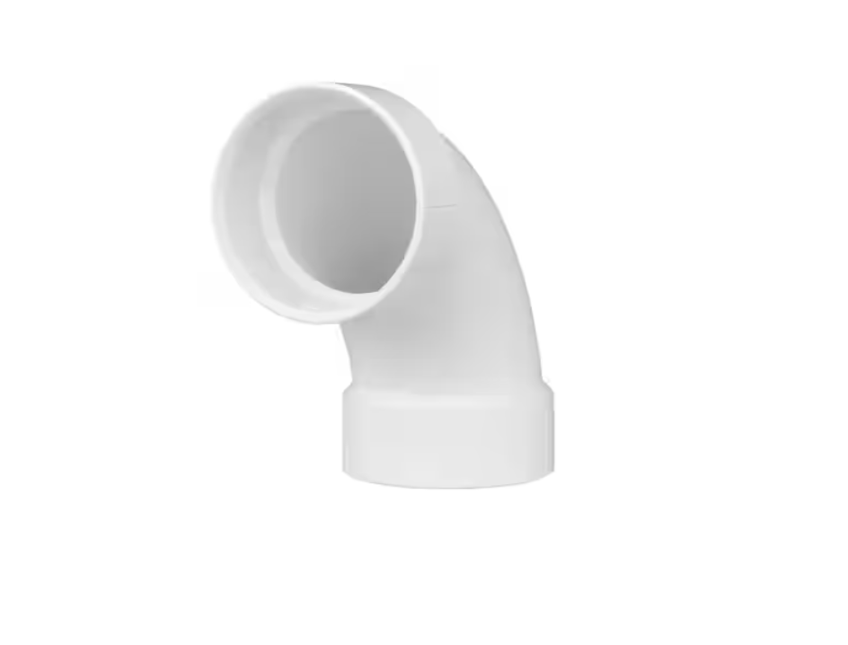 Charlotte Pipe 1-1/2 in. PVC DWV Hub x Hub 90-Degree Long Sweep Fitting