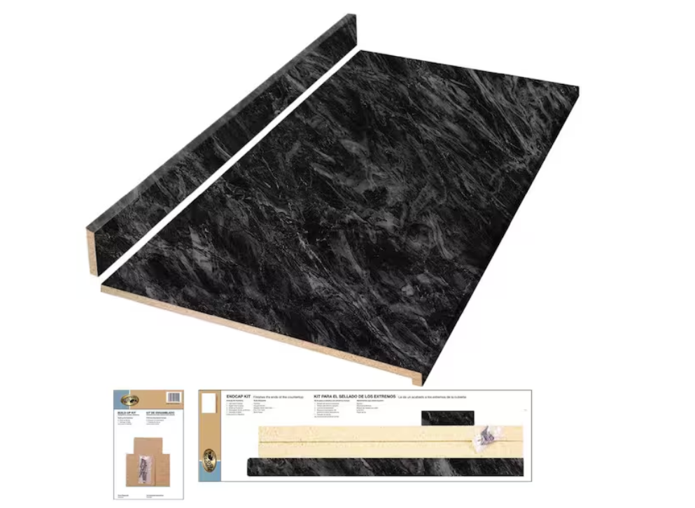 Hampton Bay 4 ft. Straight Laminate Countertop All-Inclusive Kit in Textured Sombra with Eased Edge and Loose Backsplash