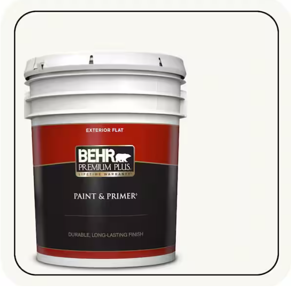 BEHR PREMIUM PLUS 5 gal. Ultra Pure White Flat Exterior Paint & Primer