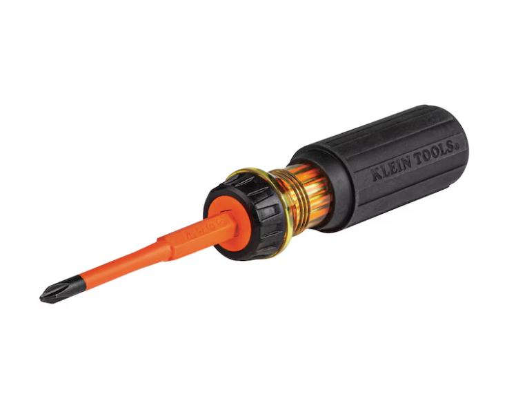 Klein Tools Flip-Blade Insulated Screwdriver, 2-in1, Ph Bit #2, Sl Bit 1/4-Inch