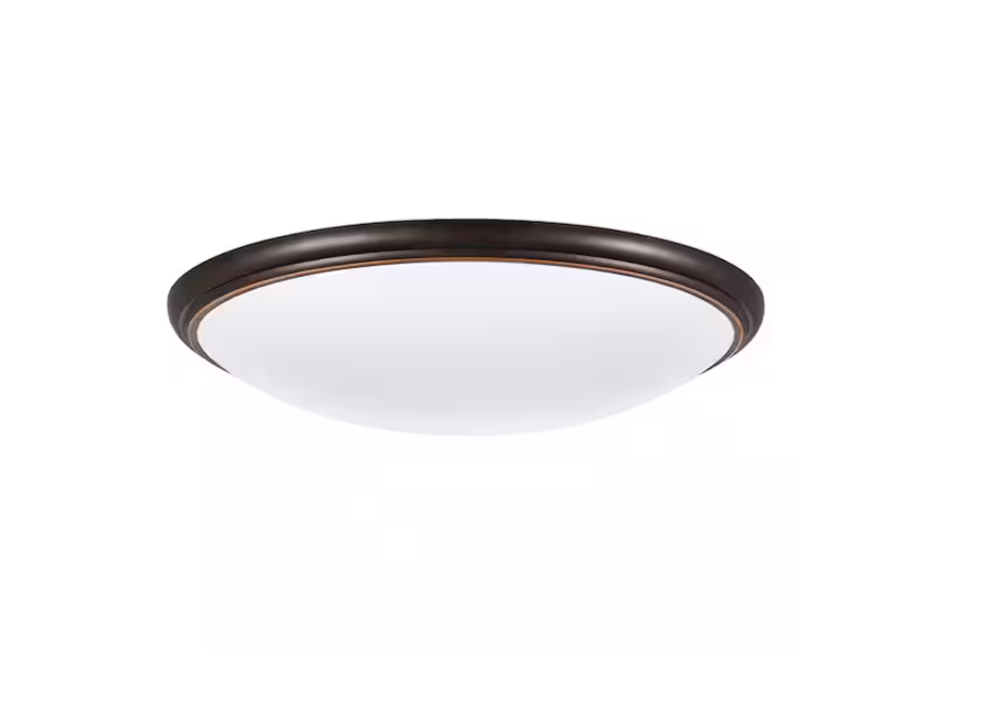 Commercial Electric 14 in. Light Brushed Nickel and Oil-Rubbed Bronze Adjustable CCT Integrated LED Flush Mount with Interchangeable Trim