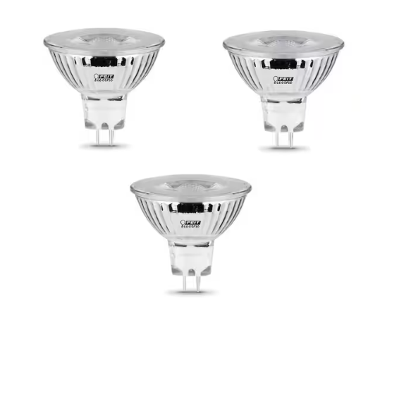 Feit Electric 50-Watt Equivalent MR16 GU5.3 Bi-Pin Dimmable 12-Volt Track Lighting 90+ CRI LED Flood Light Bulb, Daylight (3-Pack)
