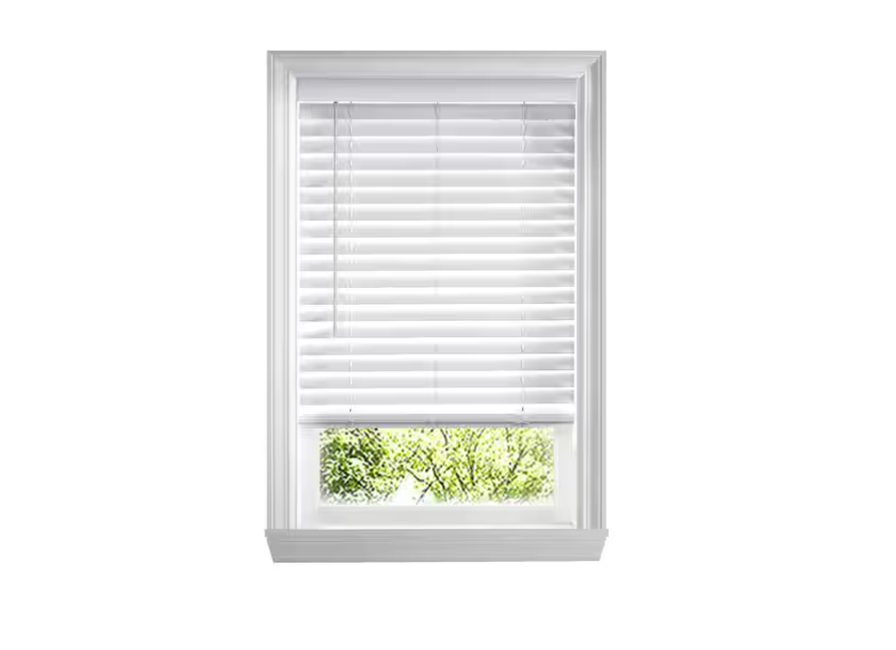 Home Decorators Collection White Cordless Faux Wood Blinds for Windows with 2 in. Slats - 23 in. W x 36 in. L (Actual Size 22.5 in. W x 36 in. L)