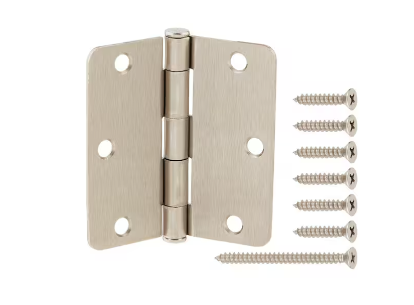 Everbilt 3-1/2 in. x 1/4 in. Satin Nickel Radius Squeak-Free Door Hinge