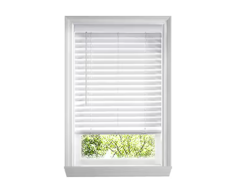 Home Decorators Collection White Cordless Faux Wood Blinds for Windows with 2 in. Slats - 72 in. W x 36 in. L (Actual Size 71.5 in. W x 36 in. L)