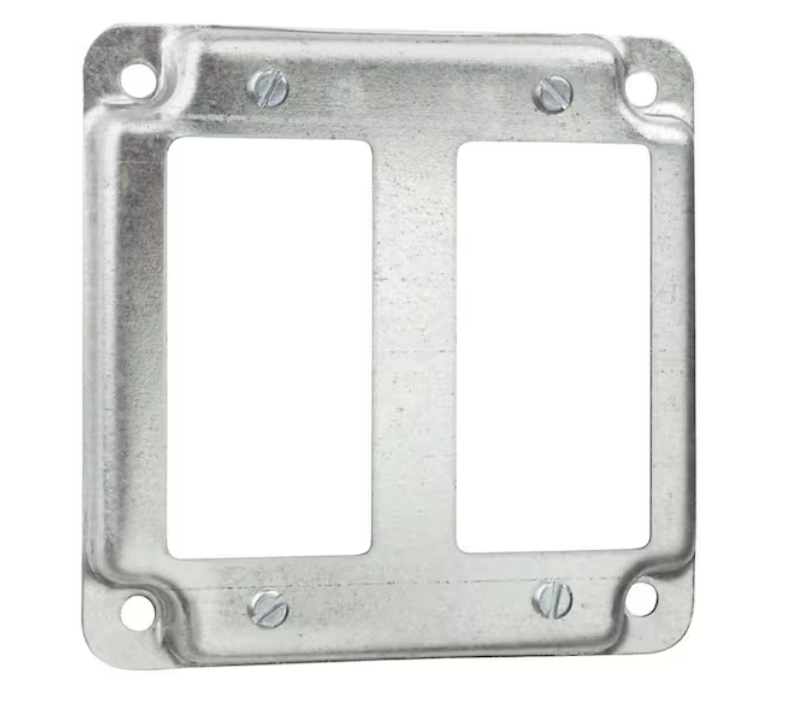 Steel City 4 in. Square Steel Metallic Box Cover for 2 GFCI Receptacles (RS17-10R)