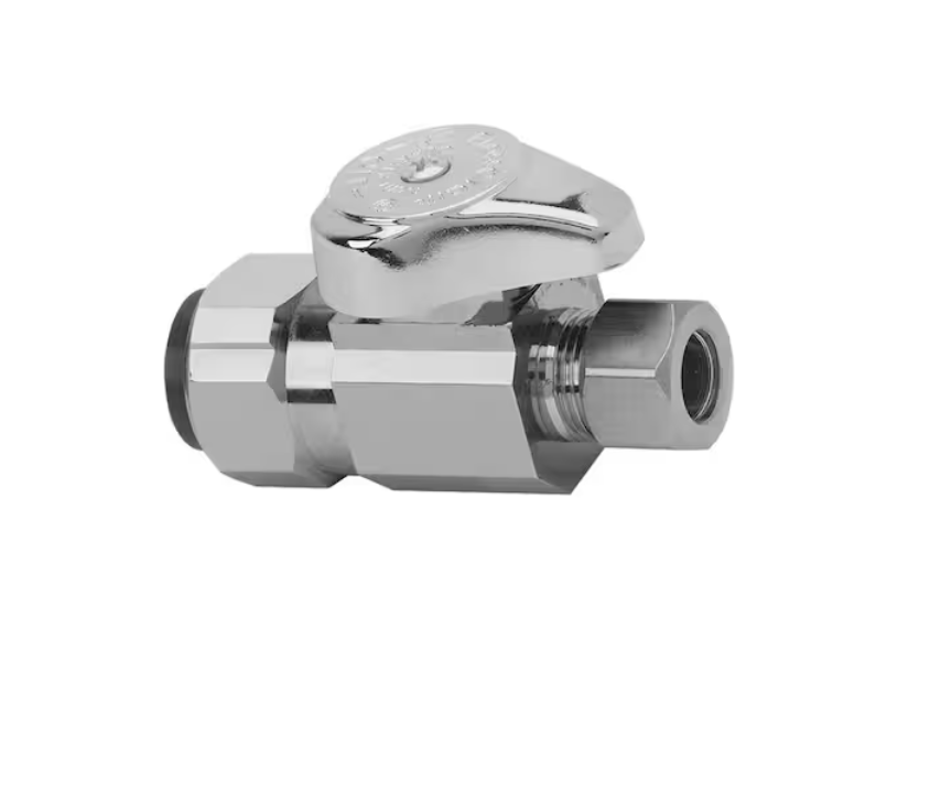 BrassCraft 1/2 in. Push Connect Inlet x 3/8 in. Compression Outlet 1/4-Turn Straight Valve