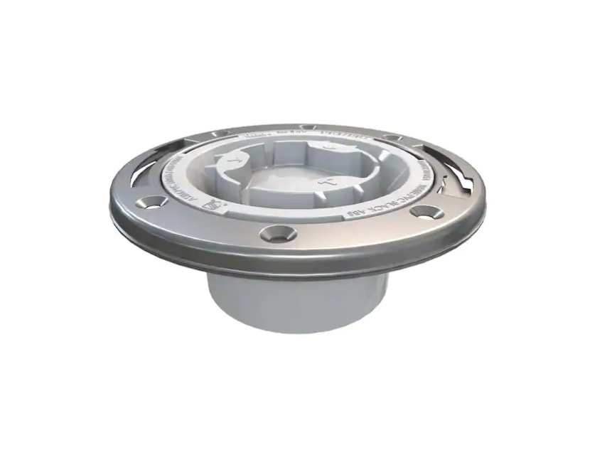 Oatey Fast Set 3 in. Outside Fit or 4 in. Inside Fit PVC Hub Toilet Flange with Test Cap and Stainless Steel Ring