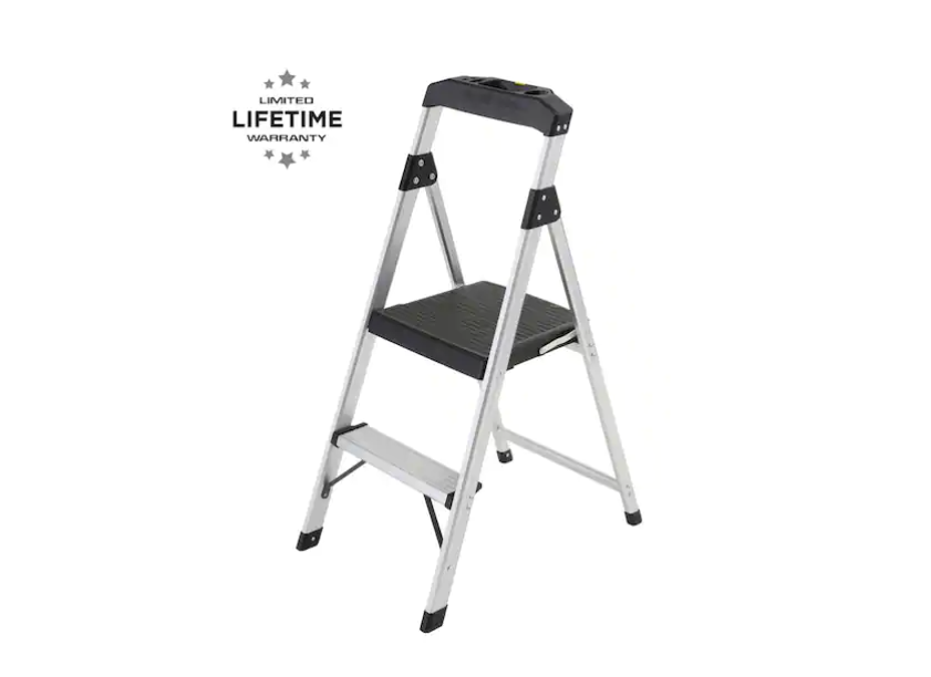 Gorilla Ladders 2-Step Aluminum Step Stool Ladder, 250 lbs. Type I Duty Rating (8ft. Reach Height)