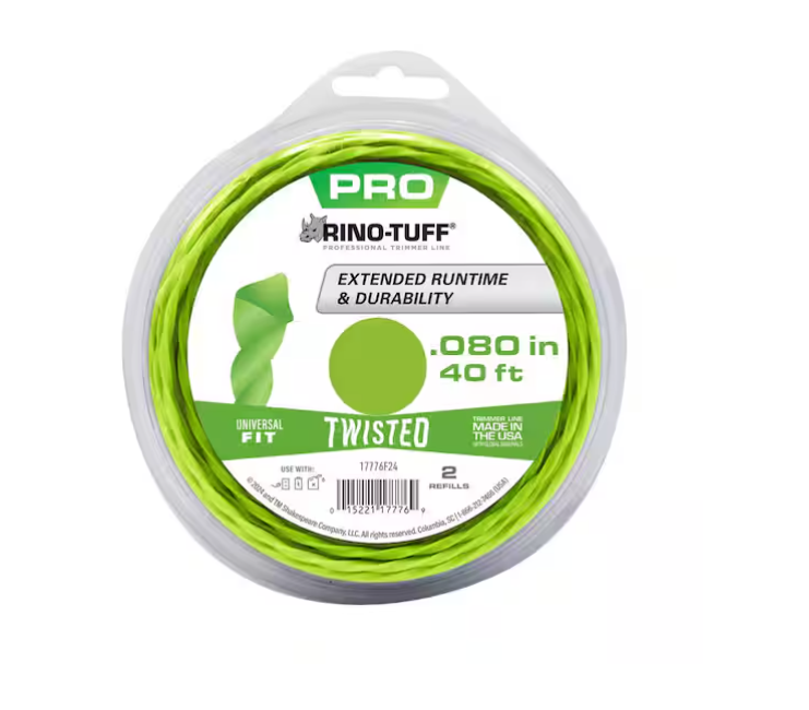 RINO-TUFFUniversal Fit .080 in. x 175 ft. Pro Twisted Line for Gas, Corded and Cordless String Grass Trimmer/Lawn Edger