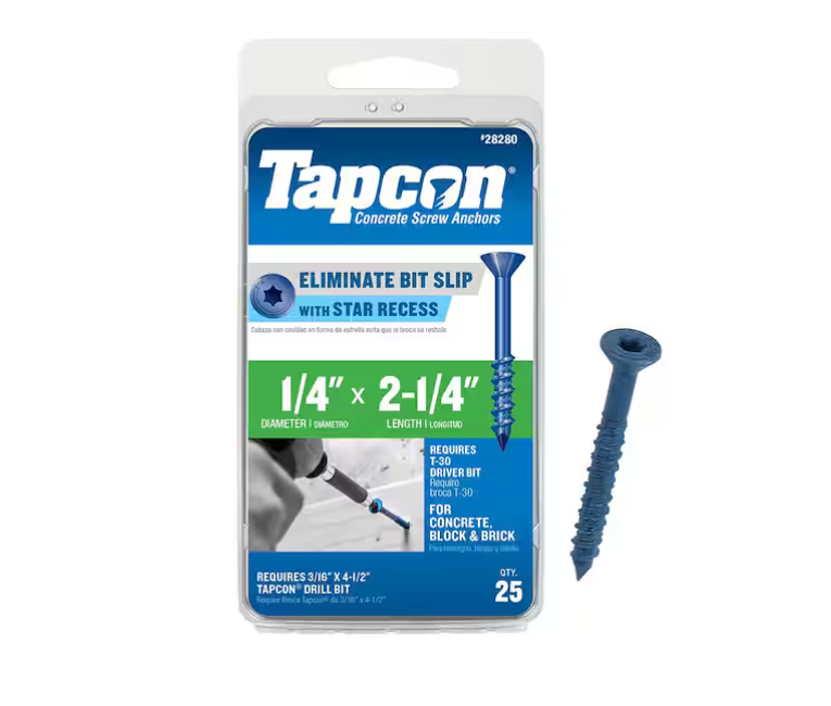Tapcon 1/4 in. x 2-1/4 in. Star Flat-Head Concrete Anchors (25-Piece)