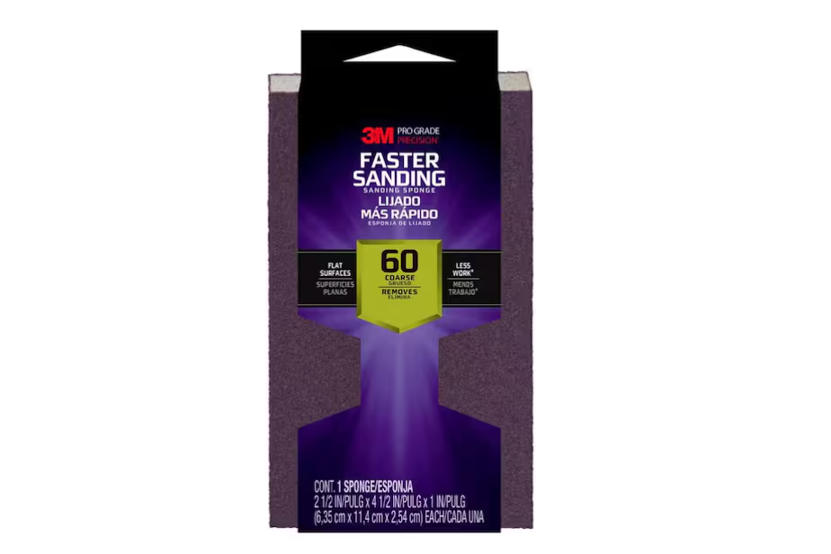 3M Pro Grade Precision 2.5 in. x 4.5 in. x 1 in. 60 Grit Faster Sanding Block Sponge