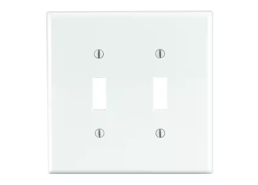 Leviton 2-Gang White Toggle Nylon Standard Wall Plate (1-Pack) PJ2-W