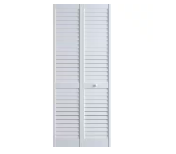 Veranda 24 in. x 80 in. Louver Pine White Plantation Interior Closet Bi-fold Door
