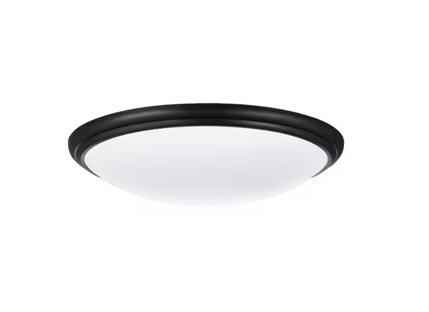 Commercial Electric 12 in. Light Matte Black and White Adjustable CCT Integrated LED Ceiling Flush Mount Fixture with Interchangeable Trim