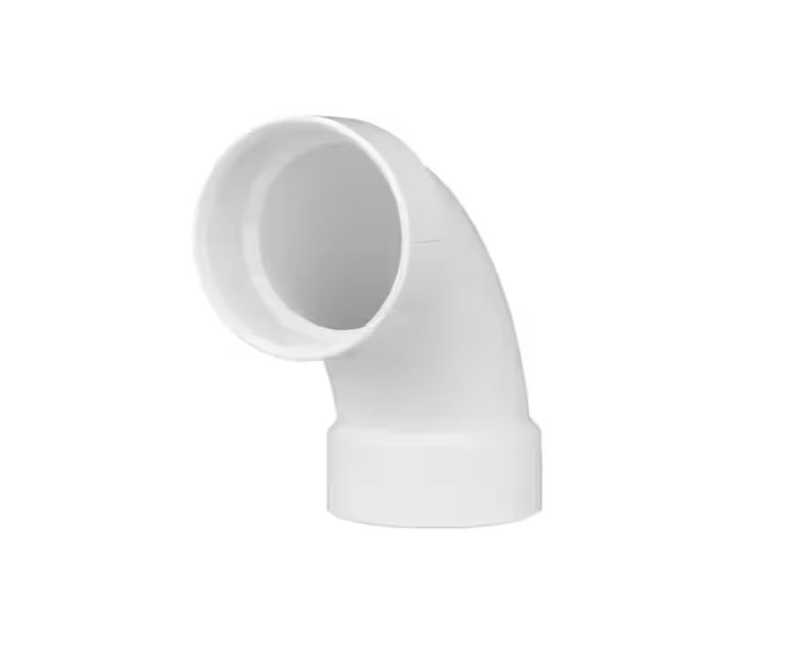Charlotte Pipe 3 in. PVC DWV 90-Degree Hub x Hub Long Sweep Elbow