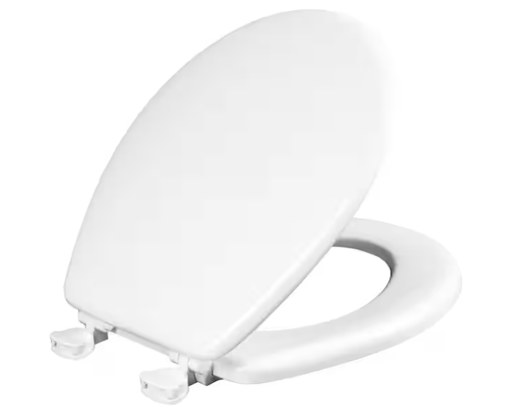 Glacier Bay Round Enameled Wood Removes for Easy Cleaning Toilet Seat in White