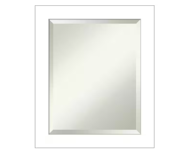 Amanti Art Wedge White 20 in. H x 24 in. W Framed Wall Mirror