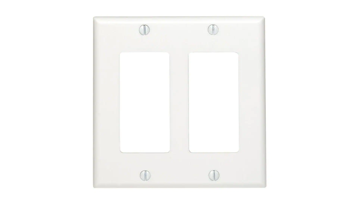 Leviton 2-Gang White Decora/Rocker Plastic Standard Wall Plate (1-Pack) 80409-W