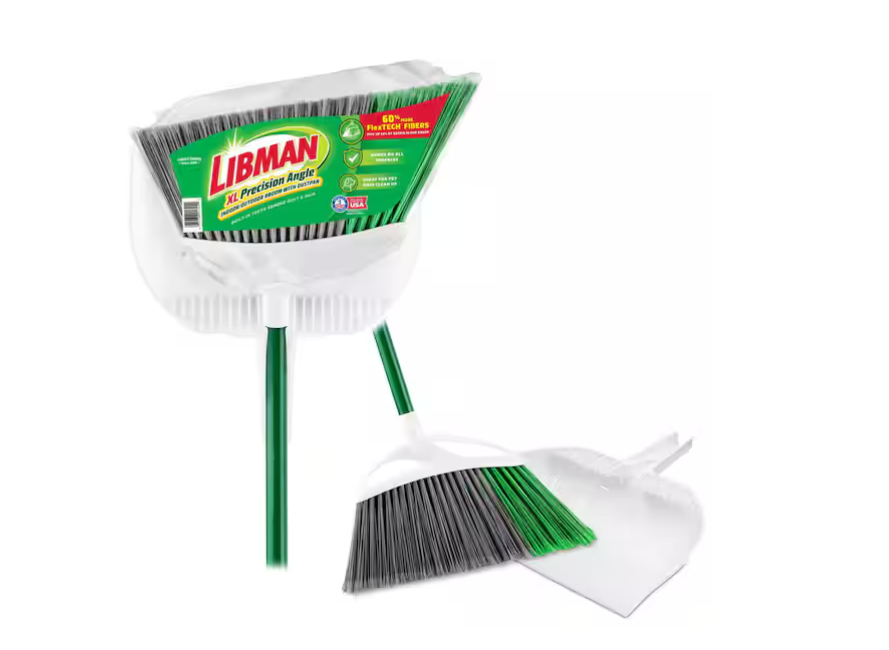 Libman 15 in. Extra-Large Precision Angle Broom and Dustpan Set with Steel Handle