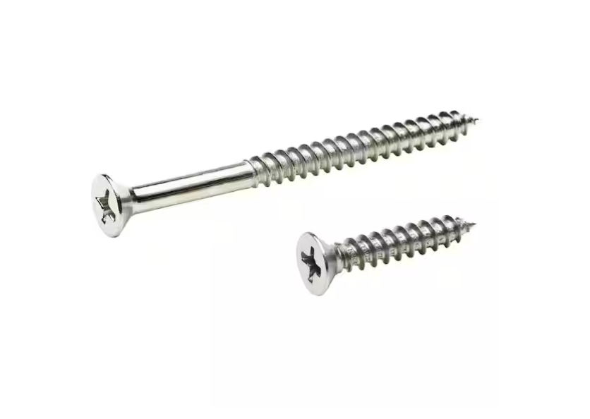 Everbilt #9 x 1 in. and #9 x 2-1/4 in. Phillips Flat-Head Satin Nickel Door Hinge Wood Screw Kit (21-Pack)