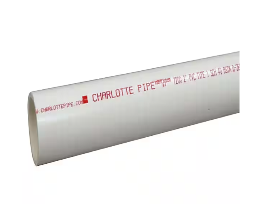 Charlotte Pipe 2 in. x 10 ft. White Schedule 40 PVC Pipe Solid Core