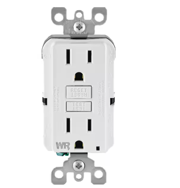 Leviton 15 Amp 125-Volt Duplex Self-Test Tamper Resistant/Weather Resistant GFCI Outlet, White GFWT1-KW