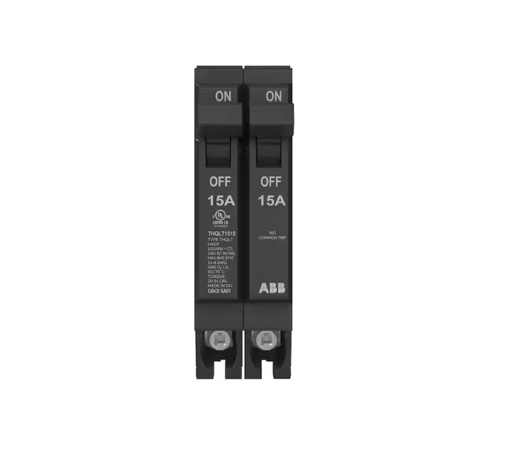 ABB 2-15 Amp Single-Pole Tandem 120-Volt/240-Volt Circuit Breaker (THQLT1515A)
