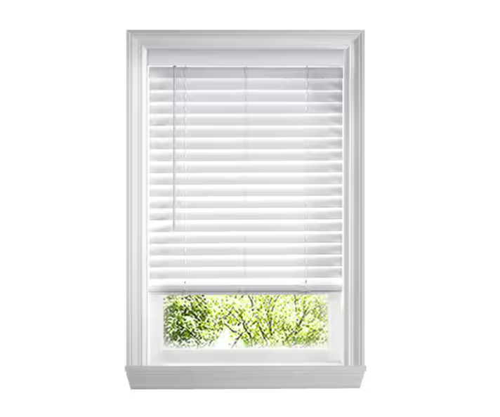 Home Decorators Collection White Cordless Faux Wood Blinds for Windows with 2 in. Slats - 32 in. W x 64 in. L (Actual Size 31.5 in. W x 64 in. L)