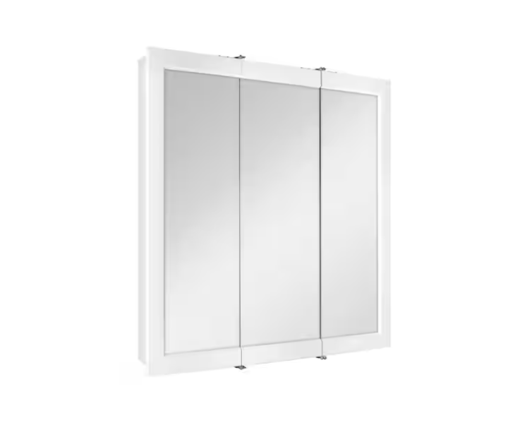 Glacier Bay 30-3/16 in. W x 29 in. H Framed Surface-Mount Tri-View Bathroom Medicine Cabinet with Mirror, White