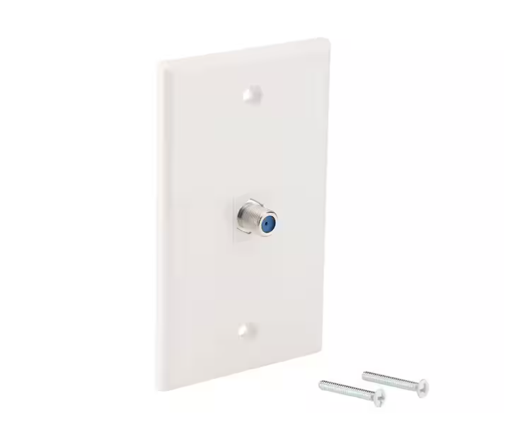 Commercial Electric 1-Gang White Coaxial Plastic Wall Plate