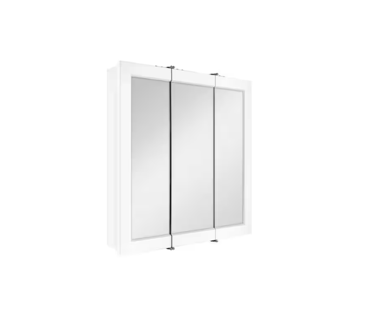 Glacier Bay 24-3/16 in. W x 24 in. H Framed Surface-Mount Tri-View Bathroom Medicine Cabinet with Mirror, White