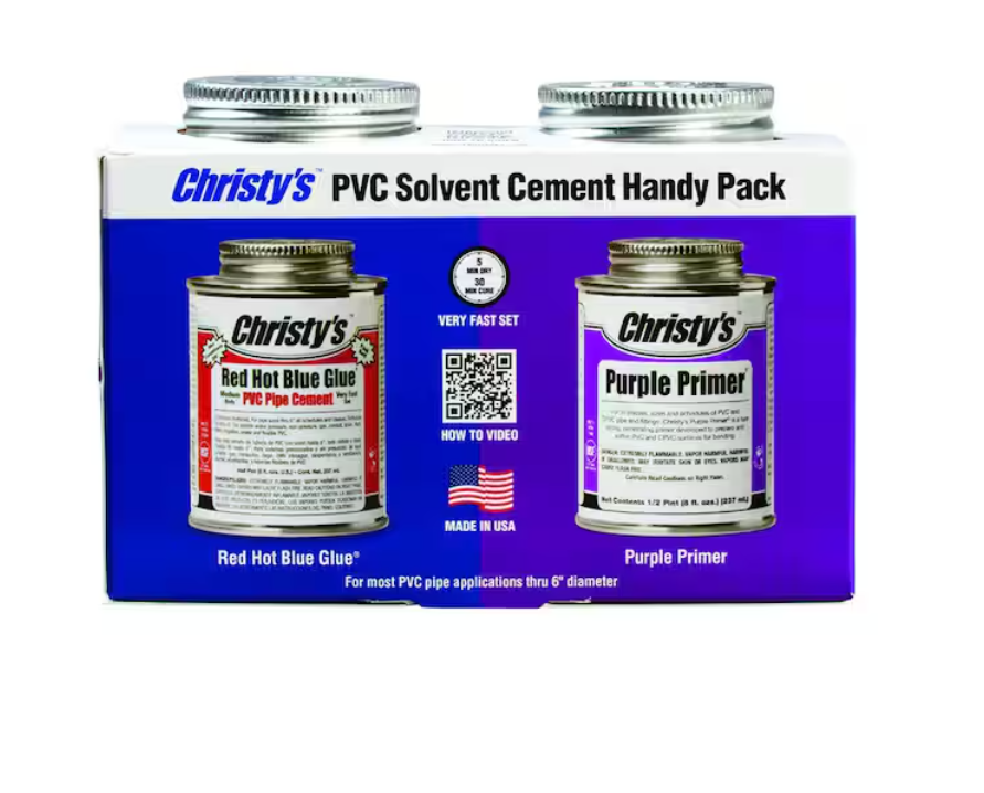 Christy's 8 oz. PVC Red Hot Blue Glue and Purple Primer Handy Pack