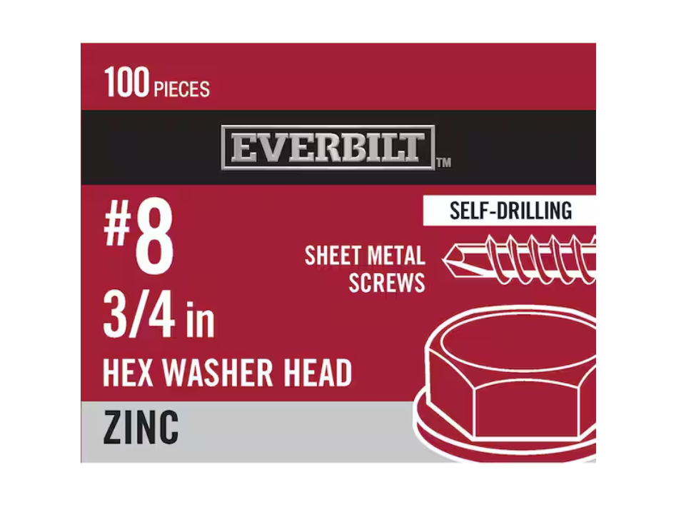 Everbilt #8 x 3/4 in. Zinc Plated Hex Head Sheet Metal Screw (100-Pack)